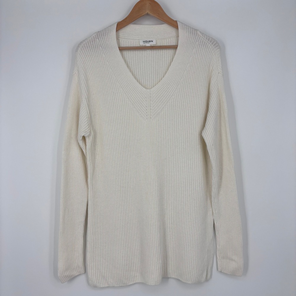 Haven Well Within Ribbed Cotton Cashmere Sweater Womens Medium Cream Minimalist